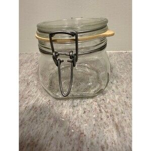 Vintage Vetreria di Fidenza Italian Glass Jar 1/2L - Wire Bail Clamp Lid